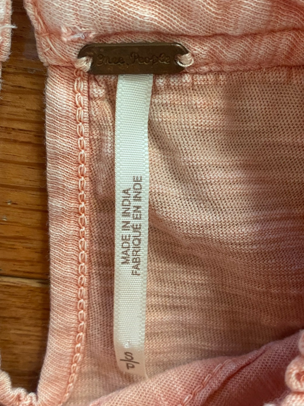 Free People Le Femme Lace Ruffle Pintuck Top Peach Pink Size Small - Picture 7 of 10